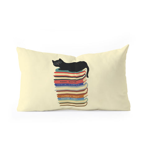 Jimmy Tan Hidden cat 31 reading books Oblong Throw Pillow