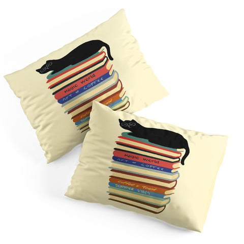 Jimmy Tan Hidden cat 31 reading books Pillow Shams