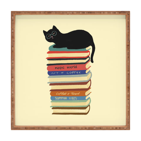 Jimmy Tan Hidden cat 31 reading books Square Tray