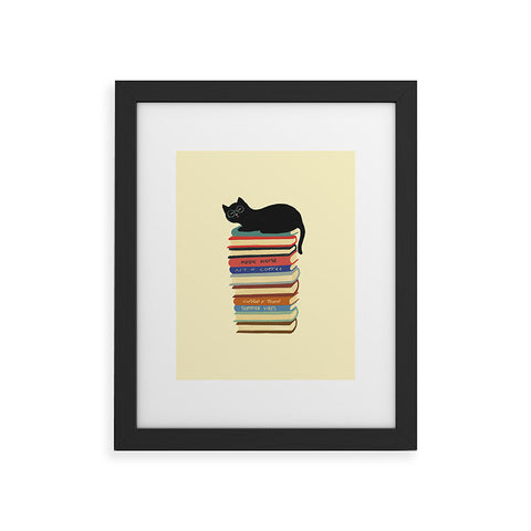 Jimmy Tan Hidden cat 31 reading books Framed Art Print