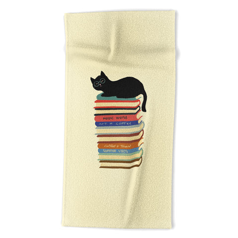 Jimmy Tan Hidden cat 31 reading books Beach Towel