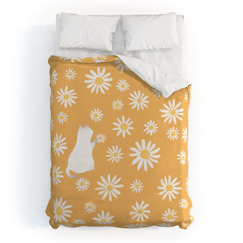 Jimmy Tan Hidden cat 44 flowers fall Duvet Cover