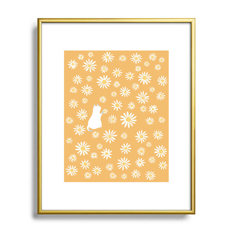 Jimmy Tan Hidden cat 44 flowers fall Metal Framed Art Print