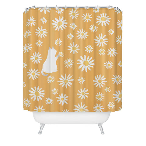 Jimmy Tan Hidden cat 44 flowers fall Shower Curtain