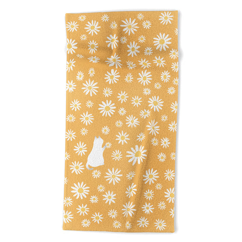 Jimmy Tan Hidden cat 44 flowers fall Beach Towel