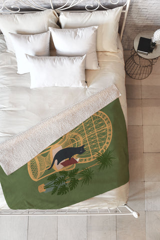 Jimmy Tan Hidden cat 51 private forest Fleece Throw Blanket