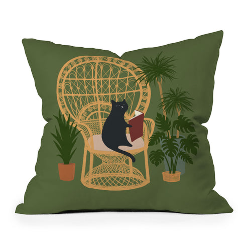 Jimmy Tan Hidden cat 51 private forest Throw Pillow