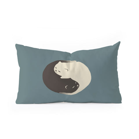 Jimmy Tan Hidden cat 9 blue yin yang Oblong Throw Pillow