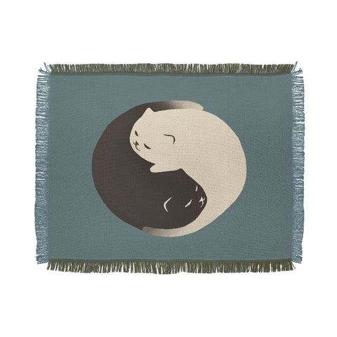 Jimmy Tan Hidden cat 9 blue yin yang Throw Blanket