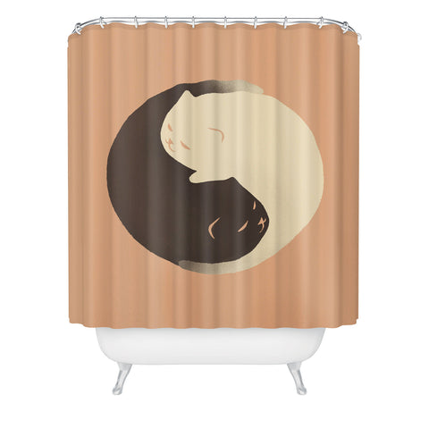 Jimmy Tan Hidden cat 9 Yin Yang kitty Shower Curtain