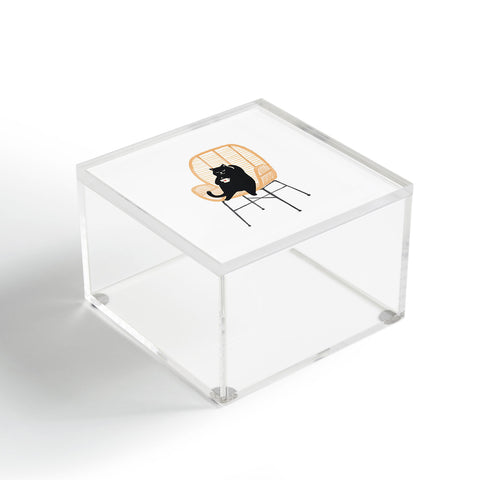 Jimmy Tan Lazy cat 2 enjoying coffee Acrylic Box