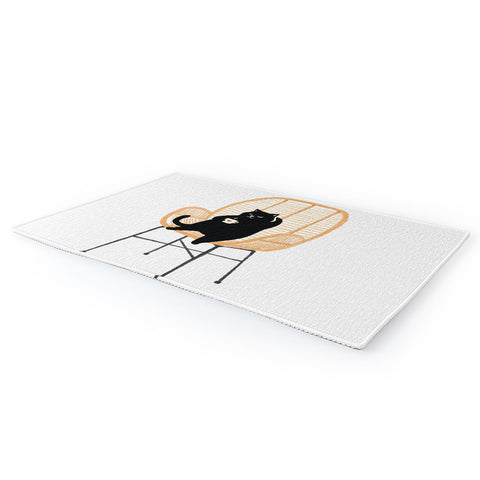 Jimmy Tan Lazy cat 2 enjoying coffee Area Rug