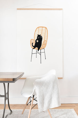 Jimmy Tan Lazy cat 2 enjoying coffee Art Print And Hanger