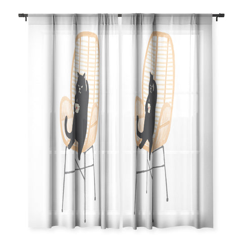 Jimmy Tan Lazy cat 2 enjoying coffee Sheer Non Repeat