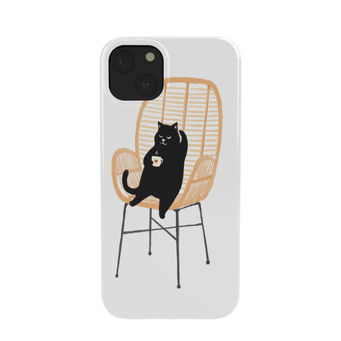 Jimmy Tan Lazy cat 2 enjoying coffee Phone Case