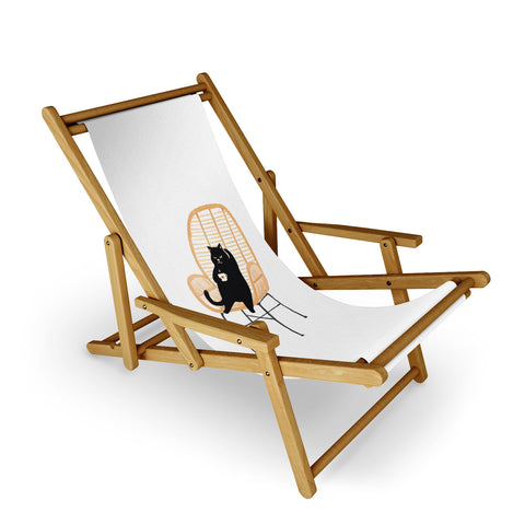 Jimmy Tan Lazy cat 2 enjoying coffee Sling Chair