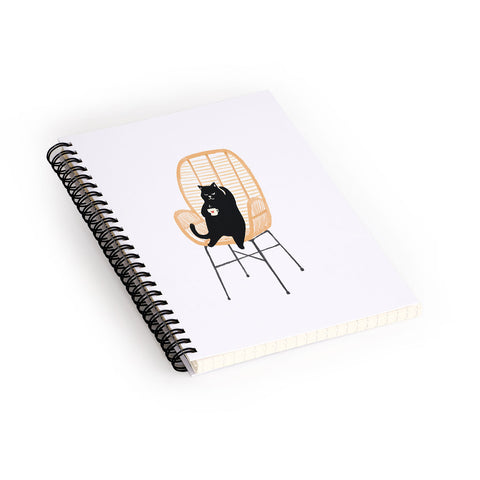 Jimmy Tan Lazy cat 2 enjoying coffee Spiral Notebook