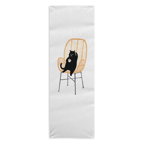 Jimmy Tan Lazy cat 2 enjoying coffee Yoga Towel