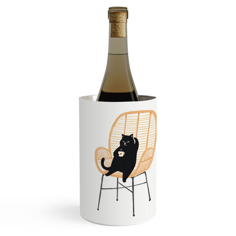 Jimmy Tan Lazy cat 2 enjoying coffee Wine Chiller