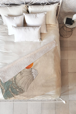 Jimmy Tan Mount Fuji the great wave Fleece Throw Blanket