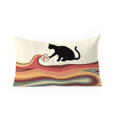 Jimmy Tan Rainbow cat 1 coffee milk drop Oblong Throw Pillow