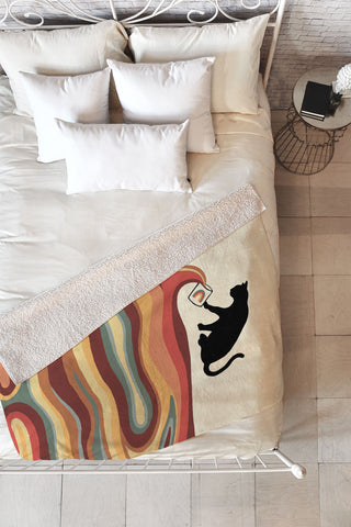 Jimmy Tan Rainbow cat 1 coffee milk drop Fleece Throw Blanket