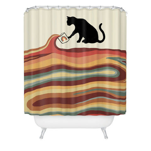 Jimmy Tan Rainbow cat 1 coffee milk drop Shower Curtain