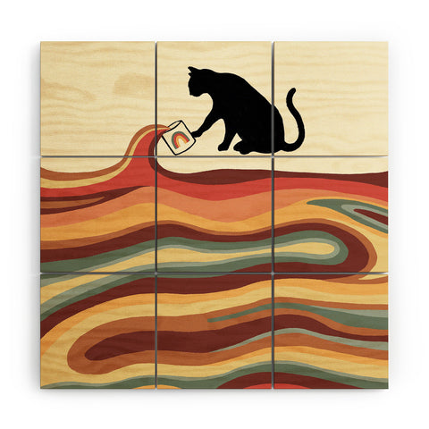 Jimmy Tan Rainbow cat 1 coffee milk drop Wood Wall Mural