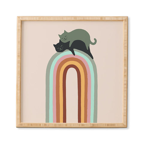 Jimmy Tan Rainbow cat 3 lover hugs Framed Wall Art