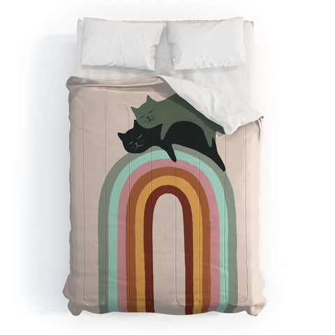 Jimmy Tan Rainbow cat 3 lover hugs Comforter