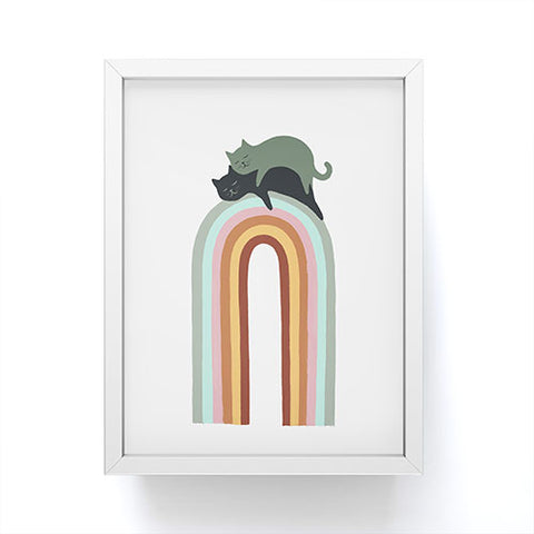 Jimmy Tan Rainbow cat 3 lover hugs Framed Mini Art Print