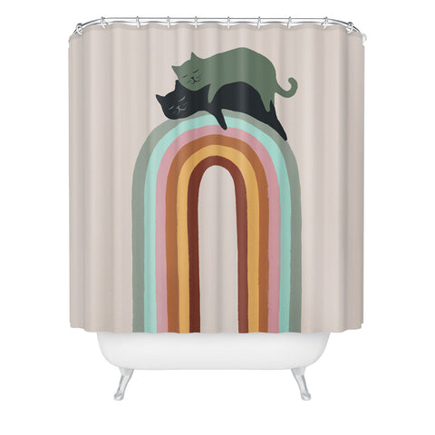 Jimmy Tan Rainbow cat 3 lover hugs Shower Curtain
