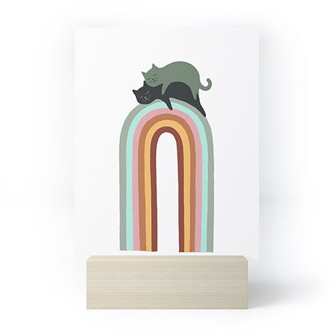 Jimmy Tan Rainbow cat 3 lover hugs Mini Art Print