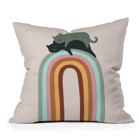 Jimmy Tan Rainbow cat 3 lover hugs Throw Pillow