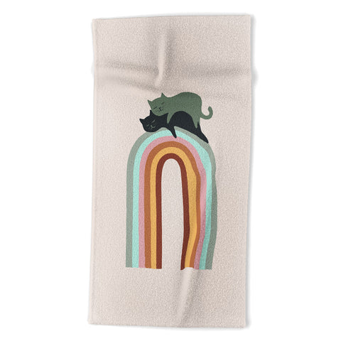 Jimmy Tan Rainbow cat 3 lover hugs Beach Towel