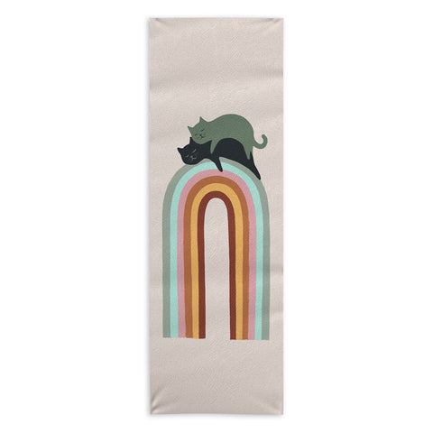 Jimmy Tan Rainbow cat 3 lover hugs Yoga Towel