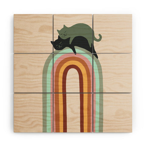 Jimmy Tan Rainbow cat 3 lover hugs Wood Wall Mural