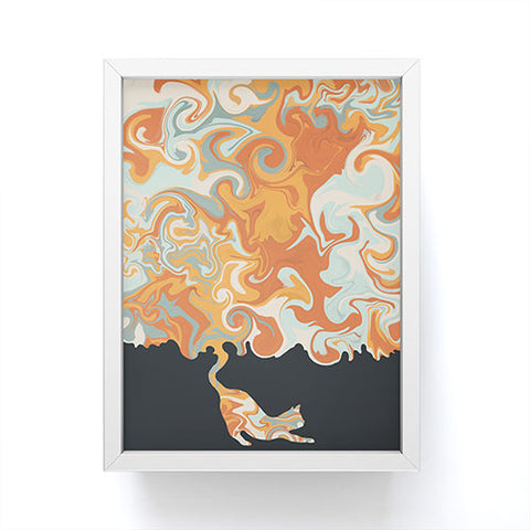 Jimmy Tan Rainbow cat 4 yoga meow Framed Mini Art Print