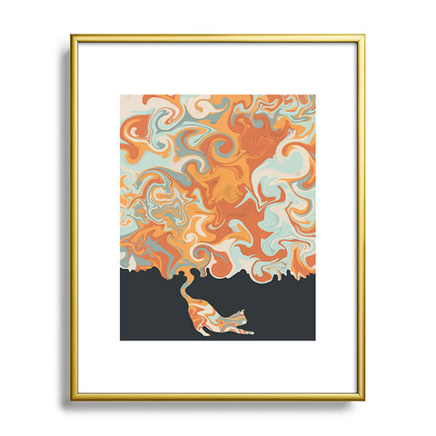 Jimmy Tan Rainbow cat 4 yoga meow Metal Framed Art Print