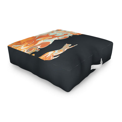 Jimmy Tan Rainbow cat 4 yoga meow Outdoor Floor Cushion