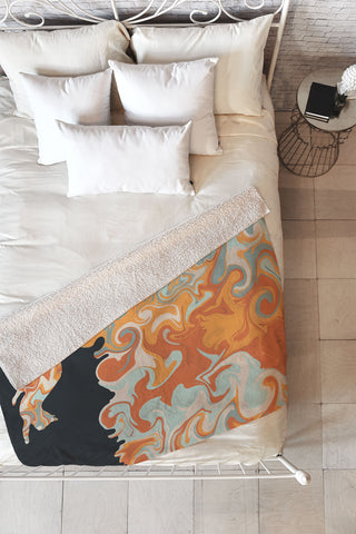 Jimmy Tan Rainbow cat 4 yoga meow Fleece Throw Blanket