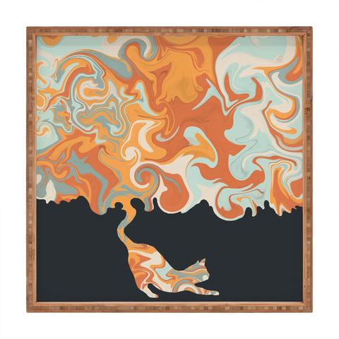 Jimmy Tan Rainbow cat 4 yoga meow Square Tray