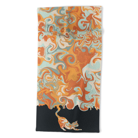 Jimmy Tan Rainbow cat 4 yoga meow Beach Towel