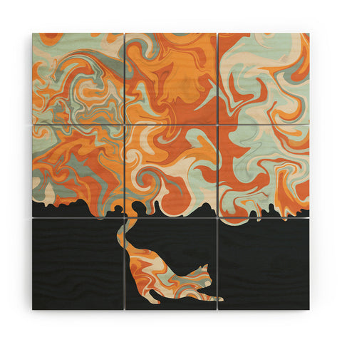 Jimmy Tan Rainbow cat 4 yoga meow Wood Wall Mural