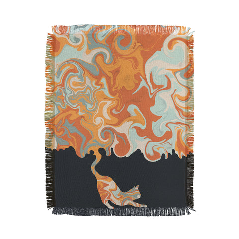 Jimmy Tan Rainbow cat 4 yoga meow Throw Blanket