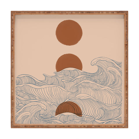 Jimmy Tan Vintage abstract landscape Square Tray