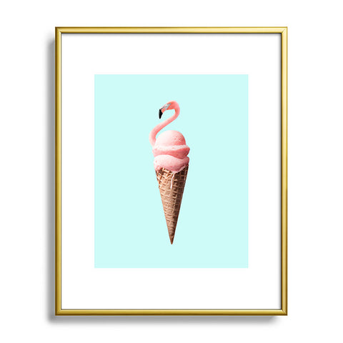Jonas Loose Flamingo Cone Metal Framed Art Print