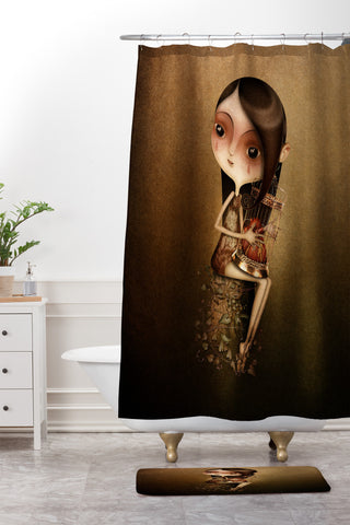 Jose Luis Guerrero Gold Cage Shower Curtain And Mat