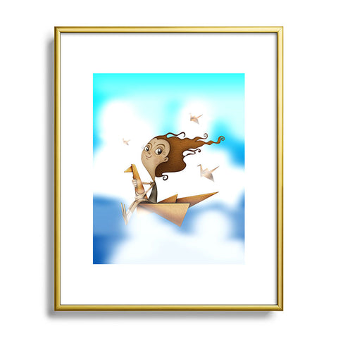 Jose Luis Guerrero Origami Flying Metal Framed Art Print