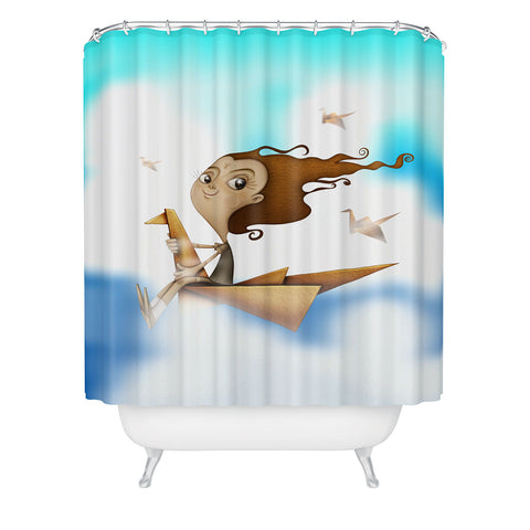 Jose Luis Guerrero Origami Flying Shower Curtain
